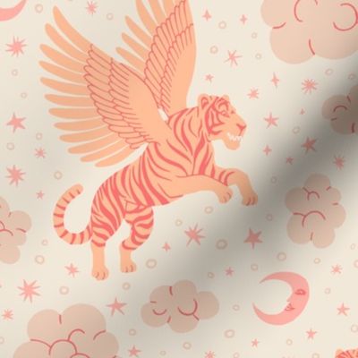 Flying Tiger - Large - Pristine Light Cream & Peach Fuzz Orange - Wild Fantasy