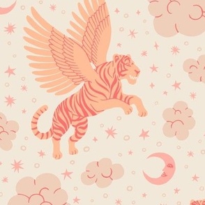 Flying Tiger - Large - Pristine Light Cream & Peach Fuzz Orange - Wild Fantasy