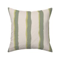 Coastal chic rustic wavy stripes  - Lichen and dill on white coffee - large