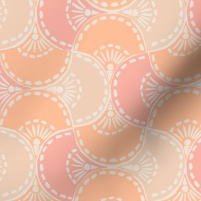 Scalloped Block Tile_Medium_Peach Fuzz with Peach Puree