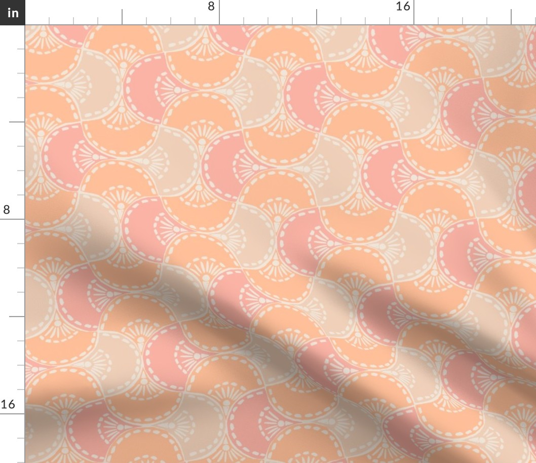Scalloped Block Tile_Medium_Peach Fuzz with Peach Puree