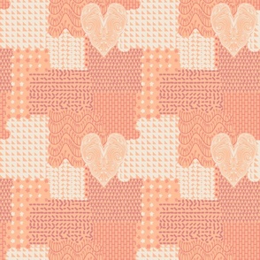 Tween Peach Fuzz Heart patchwork 9in repeat