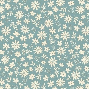 Country Floral on Teal (Medium Scale)
