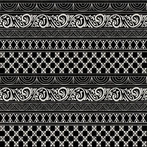 Horizontal Ornamental Designs // Black and Ivory