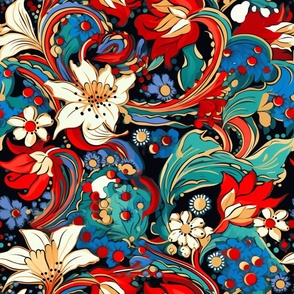 Baroque Blossom Festival - Dramatic Floral Tapestry Fabric 