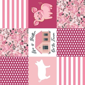 Pink Pig Farm Patchwork Rotated