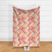 Painted Herringbone Chevron in Peach Fuzz palette (with dusty rose, beige, cream and blossom pink)
