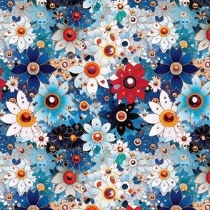  Celestial Floral Kaleidoscope - Vivid Bloom Fusion Fabric  