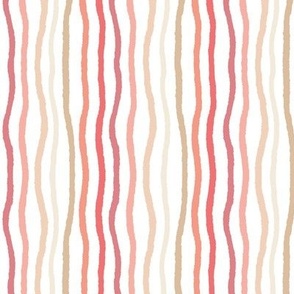 Small - Wavy Hand Drawn Stripes - Peach Fuzz Palette 