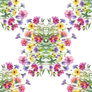 wildflowers 2 hand painted and arranged in a mirrored pattern.