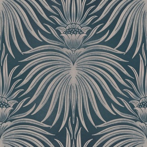 Indigo dyeing Block Print Arta and Crafts Floral Design - White and Blue - BIG 
