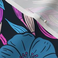 Vibrant fucsia and blue floral design - Art Crafts 