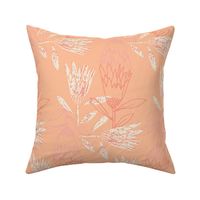 Block Print Protea Flower Peach Fuzz