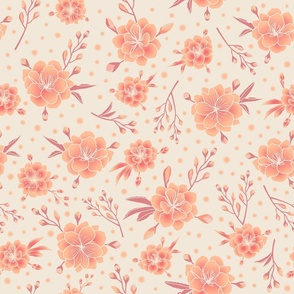 peach blossom floral pattern