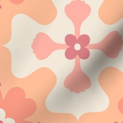 Geometric Floral mosaic in Peach Fuzz color