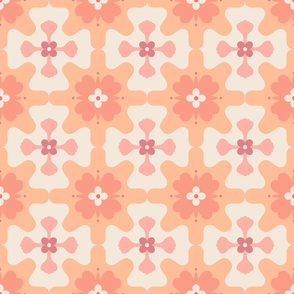Geometric Floral mosaic in Peach Fuzz color