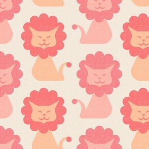 Pantone Peach Fuzz Midcentury Lion Cats