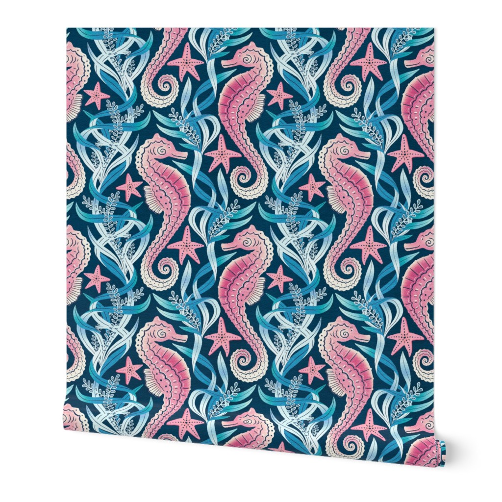 Sweet Seahorse Paradise in Pink, Blue and Navy Large