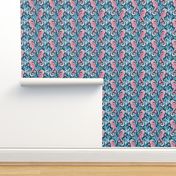Sweet Seahorse Paradise in Pink, Blue and Navy Medium