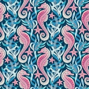 Sweet Seahorse Paradise in Pink, Blue and Navy Small