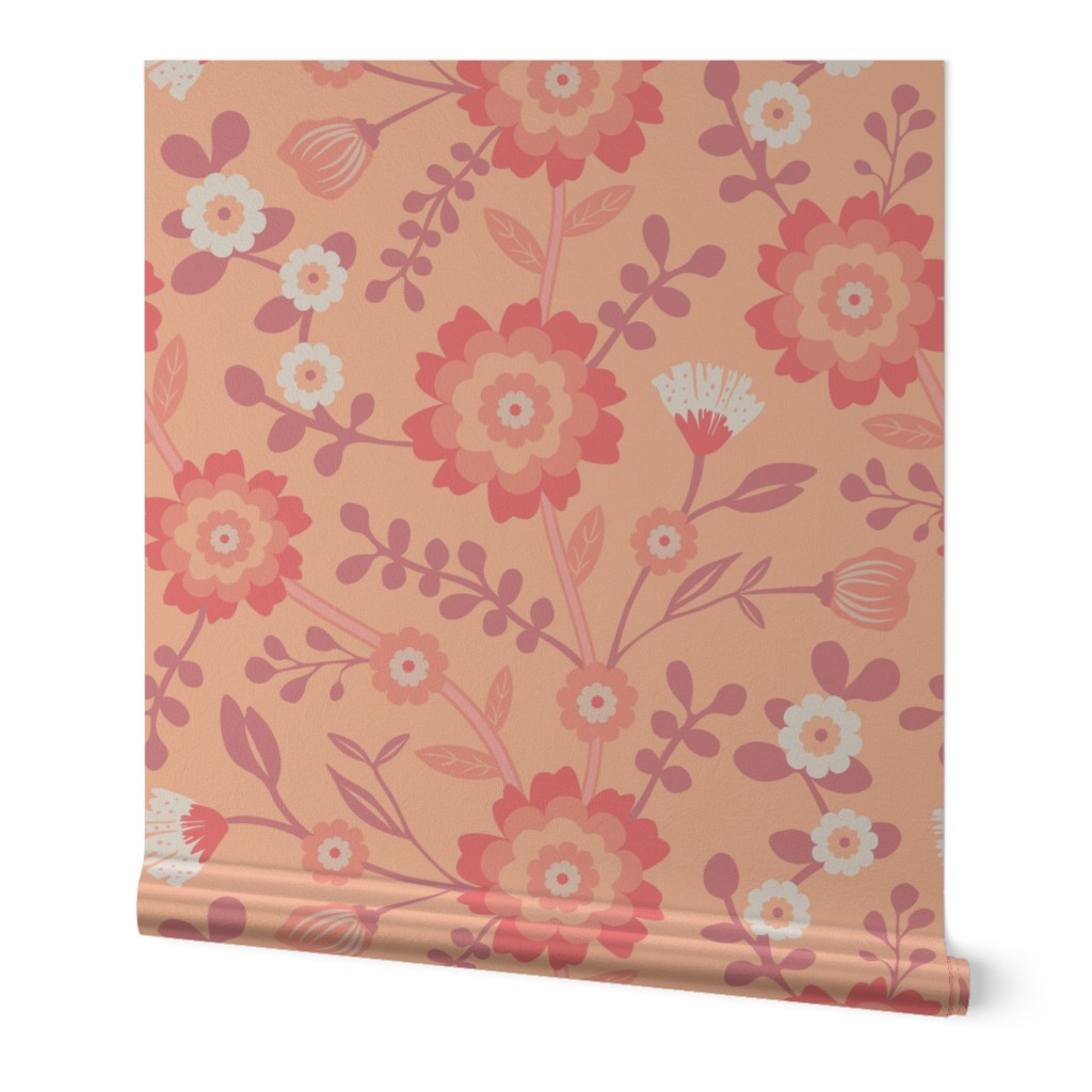 Art Nouveau  Floral - Peach Fuzz - Pantone Color of the Year 2024