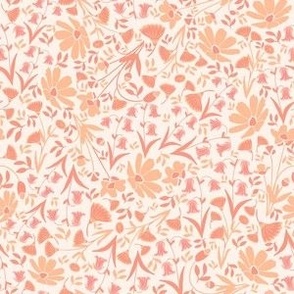 Ditsy Peach and Blush Pink Wildflower Floral