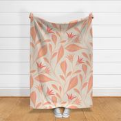 (XL) Pantone Peach Fuzz airy delicate flowers and leaves