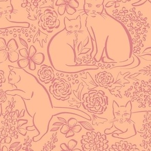 Garden Cats (Med) Pantone 2024 Peach Fuzz Peach Blossom