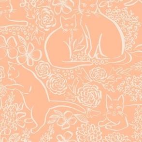 Garden Cats (Med) Pantone 2024 Peach Fuzz Pristine
