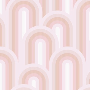 (M) Abstract Art Deco Geo Rainbow / Arch in pastel coral pink,  peach fuzz