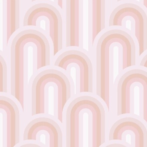 (S) Abstract Art Deco Geo Rainbow / Arch in pastel coral pink,  peach fuzz