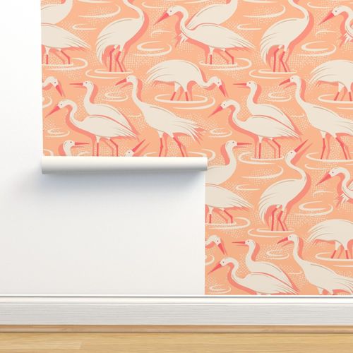 Crane Estuary - Peach Fuzz Large Wallpaper | Spoonflower