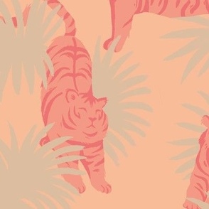 Peachy tigers in green