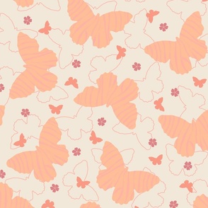 Striped Butterflies Pattern in The Peach Plethora Palette