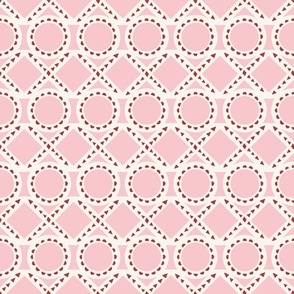 Bold Geometric XOXO, Cream and Red on Pink
