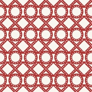 Bold Geometric XOXO, Red and Pink on Cream