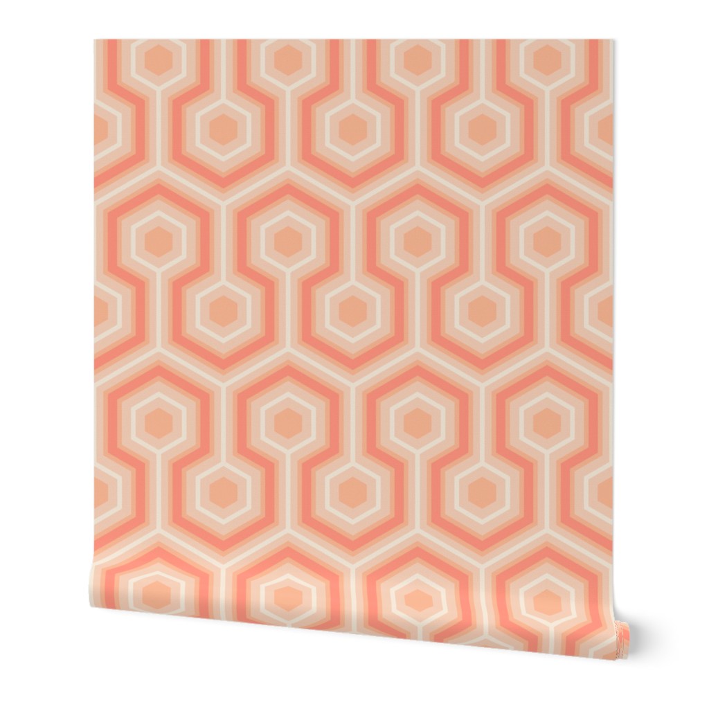 Pantone Peach Fuzz Color of the Year 2024 hexagonal modern geometric large scale for wallpaper