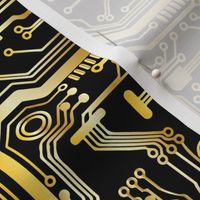 circuit board gold gradient traces on black