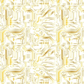 circuit board gold gradient traces on white