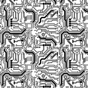 circuit board black traces on white