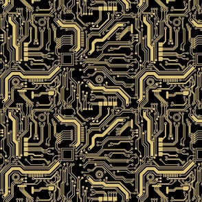 circuit board gold traces on black