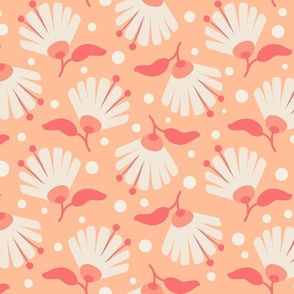 Modern Florals Daisies in Peach Fuzz - Pantone Color of the Year 2024