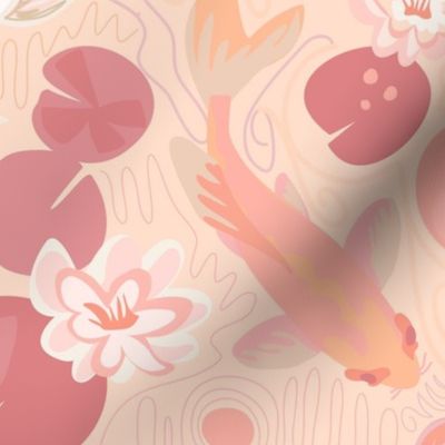 Pantone Color of the year 2024 Peach  Fuzz calm Koi and Lilly Padd