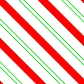 candy cane red and double green diagonal stripe