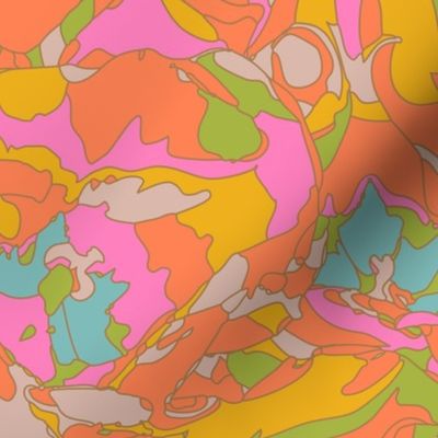 TULIP DREAMS Abstract Retro Floral in 1970s Vintage Colours - MEDIUM Scale - UnBlink Studio by Jackie Tahara