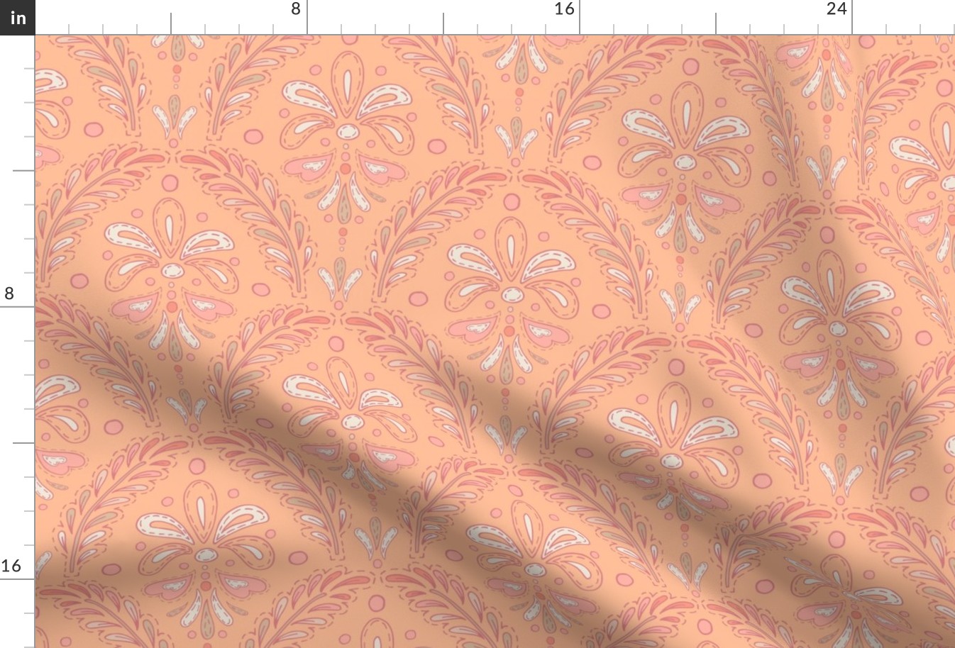 Floral Motifs Peach Fuzz - Pantone Color of the Year 2024