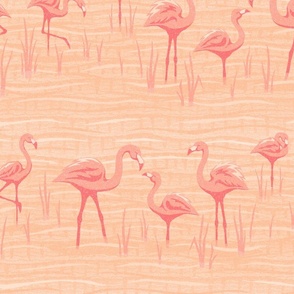 Peach Fuzz Flamingo Lagoon (Medium Scale)