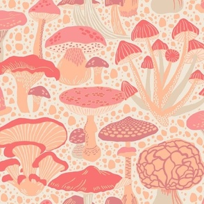 Mushroom Wonderland - Peach Coral Orange