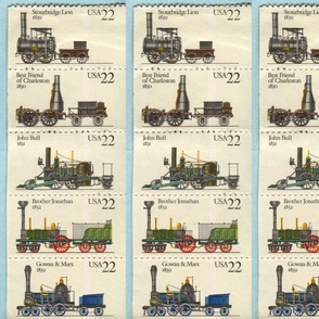 Train stamps large scale-sky blue