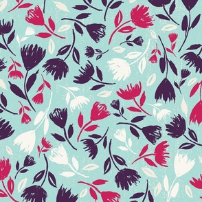 L-WILD AND FREE_3A--floral-botanical-cute-bright-flowers-bedding-home decor-cot-light blue-pink-purple